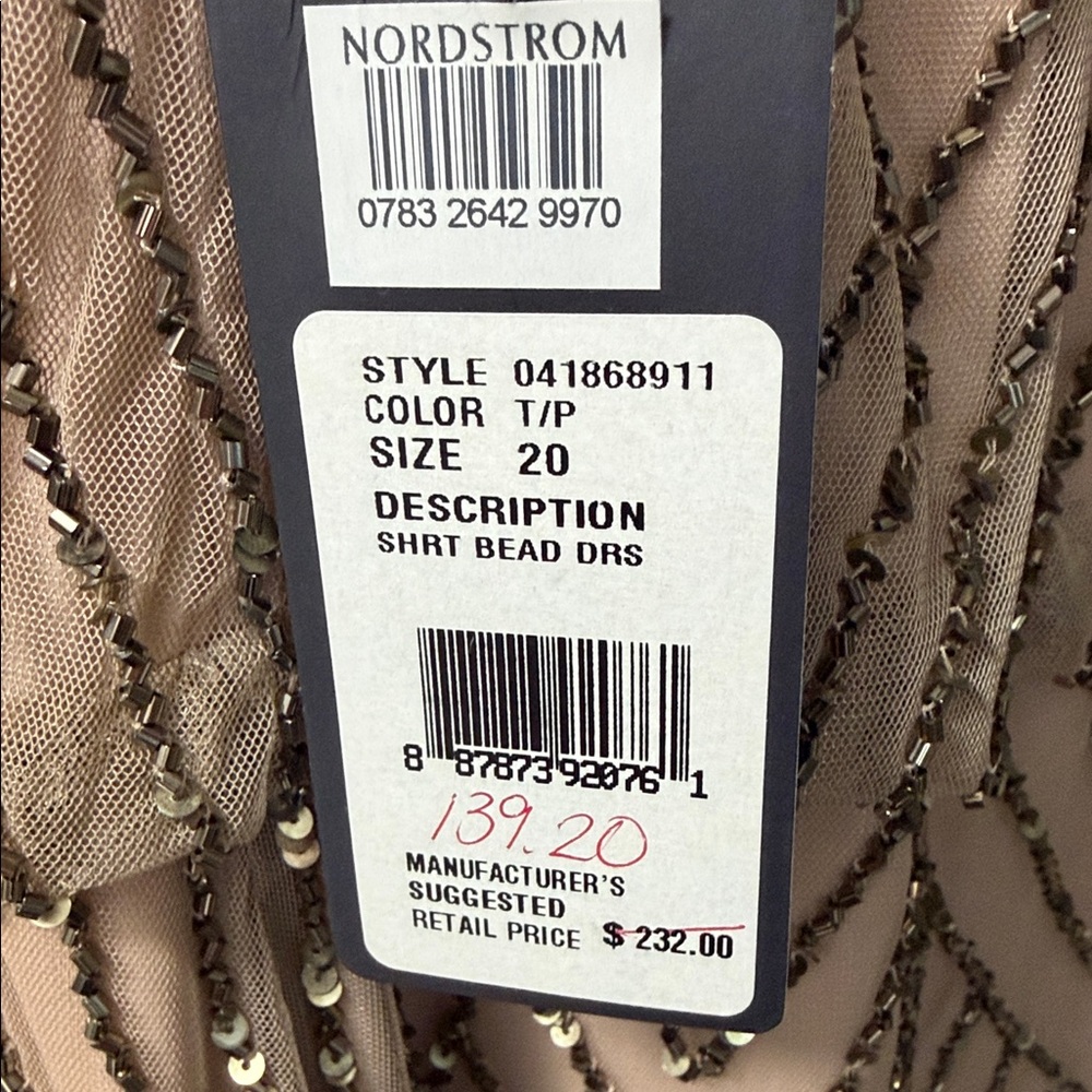 Adrianna Papell Nude Beaded Spaghetti Strap Mini Dress - Picture 5 of 8